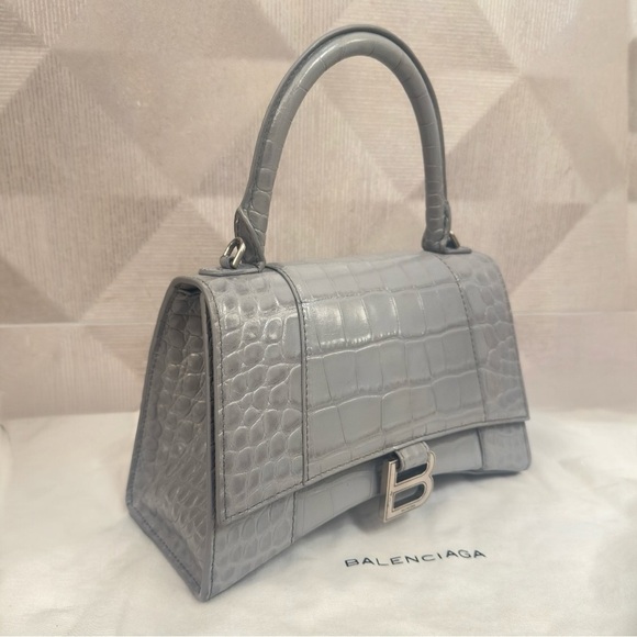 Balenciaga HOURGLASS SMALL CROCODILE EMBOSSED Crossbody Top Handle Shoulder Bag - Picture 11 of 13